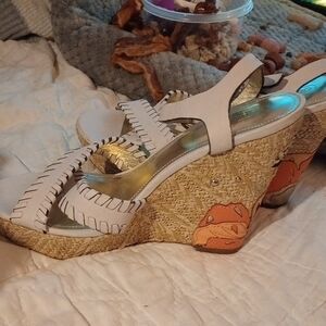 Stylish White Wedge Sandals